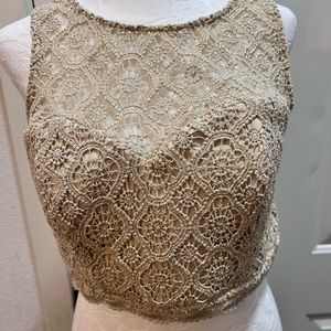 Vintage Gold Lace Crop Top